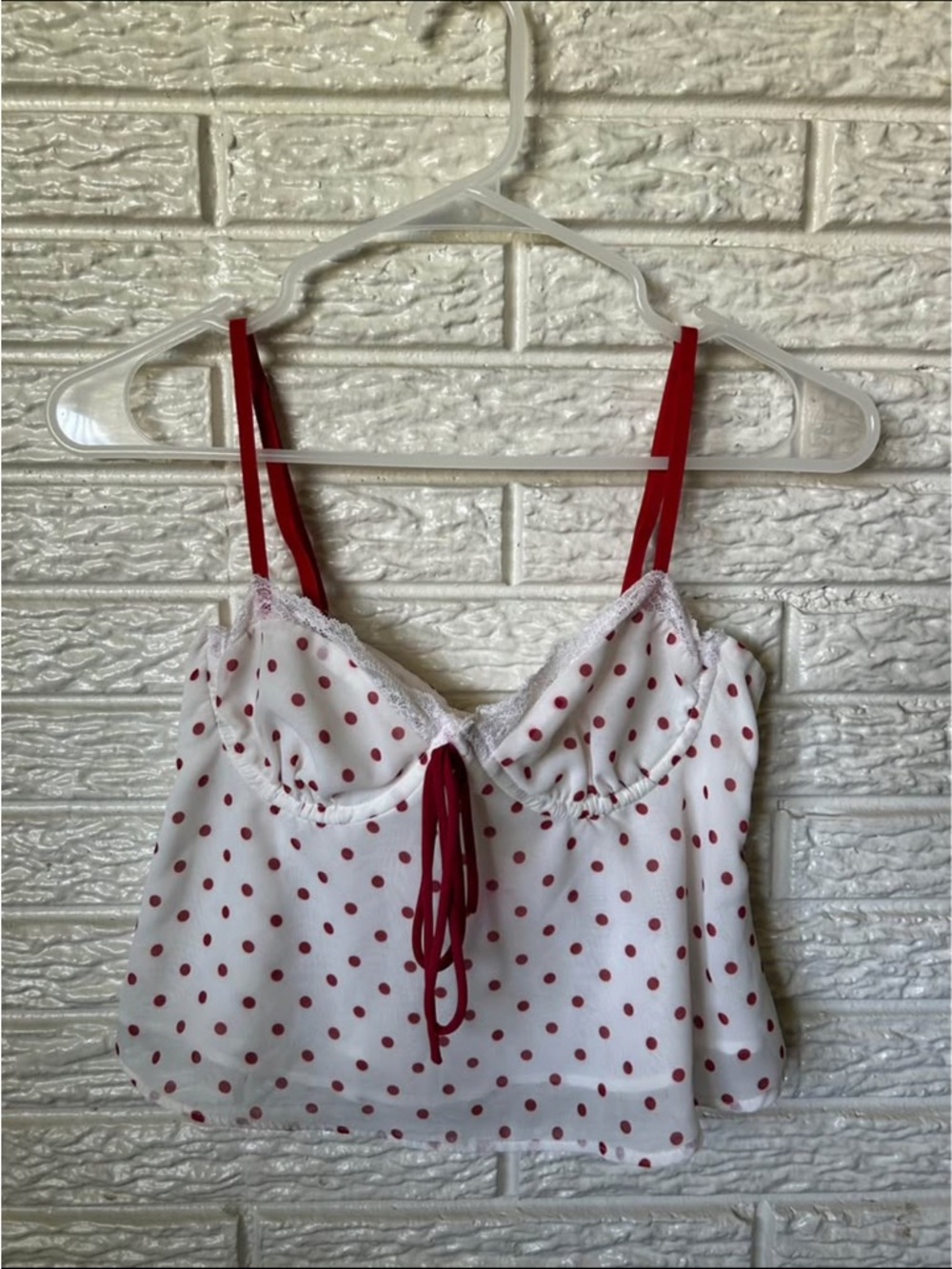 Edikted White Cami with Red Polka Dots SMALL